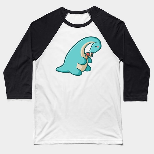 Cute dino eats ice cream, dinosaur Baseball T-Shirt by hugadino